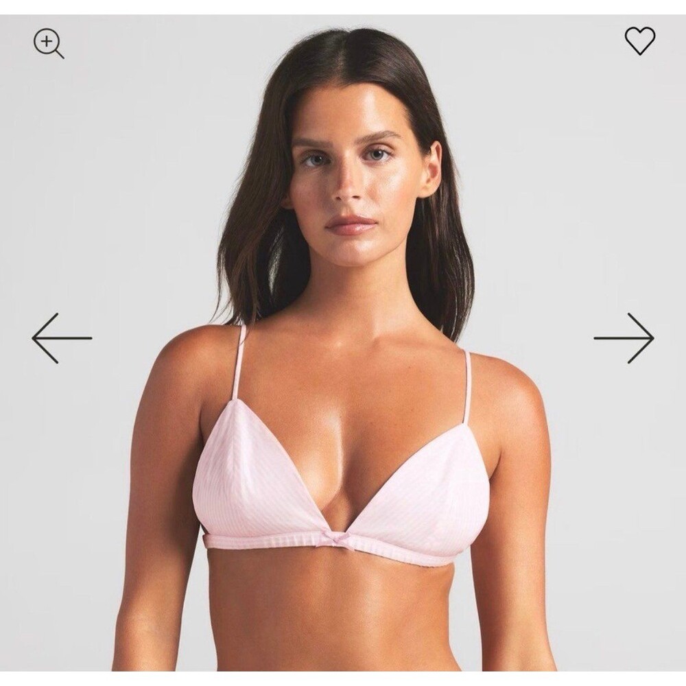 Skims Cotton Poplin Triangle Bralette Cherry Blossom Stripe XL